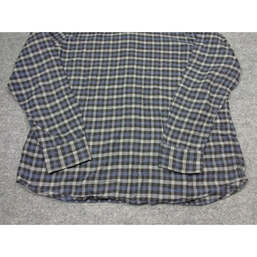 Faherty Flannel‎ Shirt Mens XL Blue Gray Plaid Long Sleeve The Movement 365